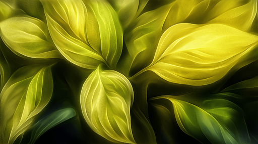 Papier peint feuillage jaune et vert Style peinture moderne