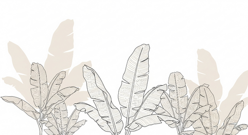 Papier peint feuillage linéaire Motif de feuilles tropicales aux contours élégants