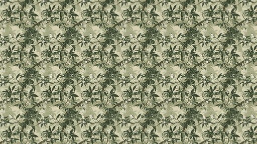 Papier peint feuillage luxueux Motif de feuillage vert avec fleurs délicates