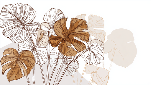 Papier peint feuillage minimaliste Feuilles aux nuances de beige et marron