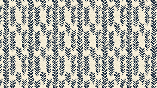Papier peint feuillage minimaliste Motif de feuilles navy sur fond crème