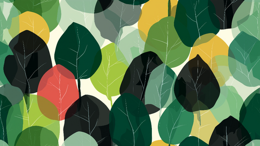 Papier peint feuillage moderne Feuilles geometriques aux couleurs variées