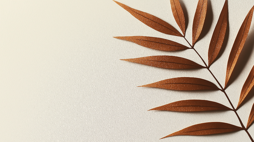 Papier peint feuillage moderne Feuilles marron sur fond texturé clair