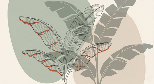 Papier peint feuillage moderne Feuilles stylisées avec des élégantes ombres