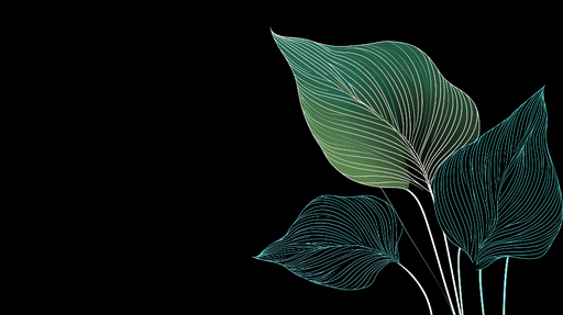 Papier peint feuillage moderne Feuilles stylisées sur fond noir