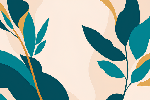 Papier peint feuillage moderne Feuilles stylisées sur un fond doux