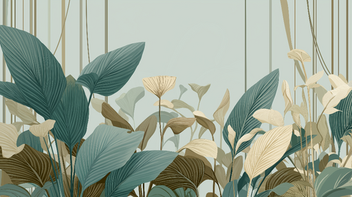 Papier peint feuillage moderne Feuilles variées aux tonalités douces et naturelles