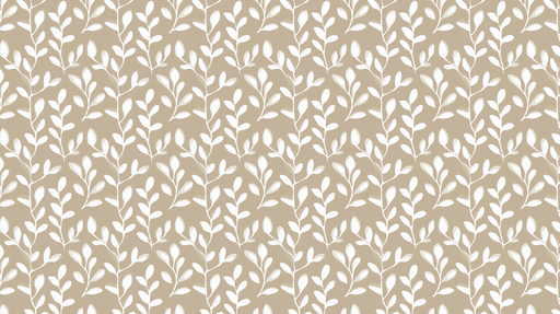 Papier peint feuillage Motif de branches et feuilles blanches sur fond beige