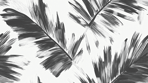 Papier peint feuillage Motif de feuilles noires et blanches à l'aquarelle