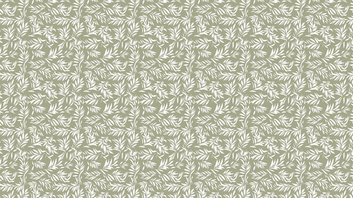 Papier peint feuillage Motif délicat de feuilles blanches sur fond vert olive