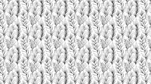 Papier peint feuillage Motif monochrome de feuilles délicates sur fond blanc