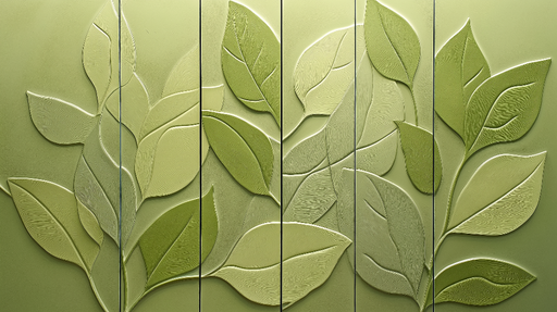 Papier peint feuillage Motif texturé de feuilles vertes sur fond doux