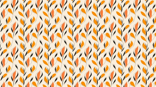 Papier peint feuillage Motifs de feuilles orange et noir sur fond clair