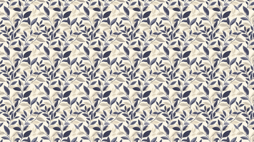 Papier peint feuillage navy Motif de feuilles élégantes sur fond crème