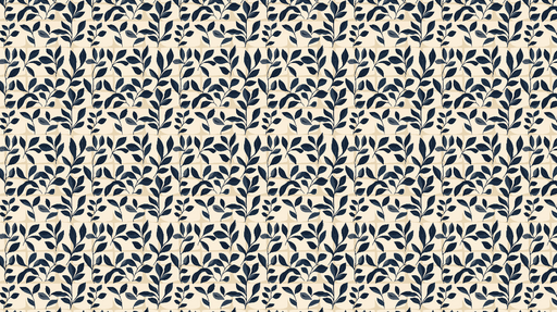 Papier peint feuillage navy Motif de feuilles sur fond crème avec un design élégant