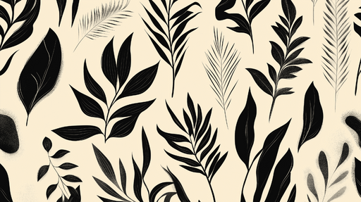 Papier peint feuillage noir et beige Herbier