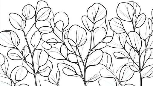 Papier peint feuillage noir et blanc Croquis