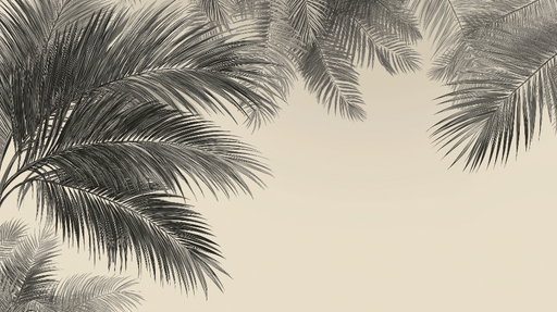 Papier peint feuillage noir et blanc Feuilles de palmier délicates sur un fond clair