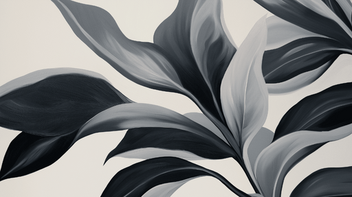 Papier peint feuillage noir et blanc Grandes feuilles en monochrome