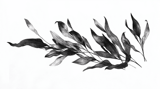 Papier peint feuillage noir et blanc Illustration monochrome