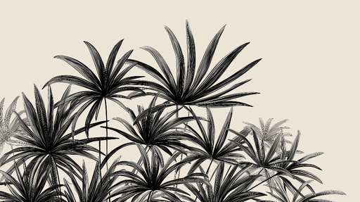 Papier peint feuillage noir et blanc Motifs de feuilles élégantes sur fond crème