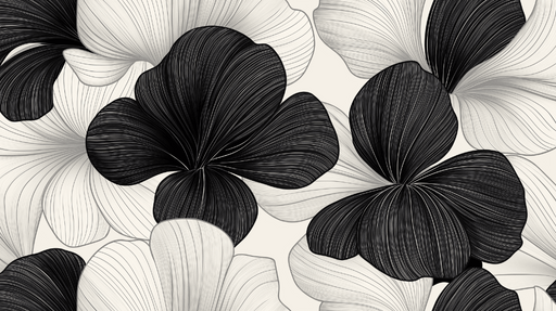 Papier peint feuillage noir et blanc Panoramique floral