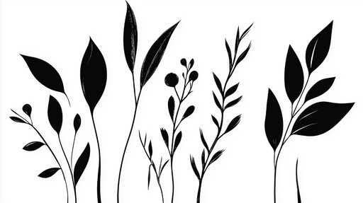 Papier peint feuillage noir et blanc Plantation sauvage