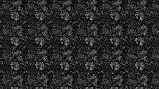 Papier peint feuillage noir et gris Motifs de feuilles tropicales sur fond noir