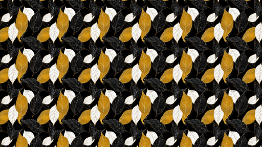 Papier peint feuillage noir et or Feuilles stylisées sur fond sombre