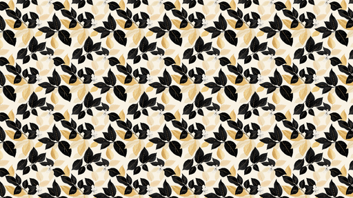 Papier peint feuillage noir et or Motifs de feuilles élégants avec fleurs délicates