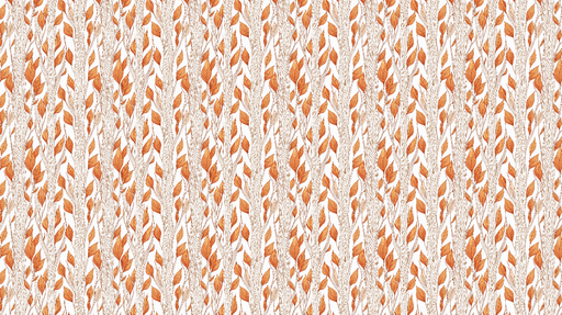 Papier peint feuillage orangé Motifs de feuilles délicates sur fond clair
