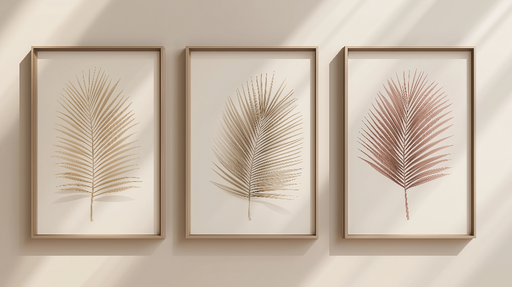 Papier peint feuillage Palmes délicates aux teintes sable et rose