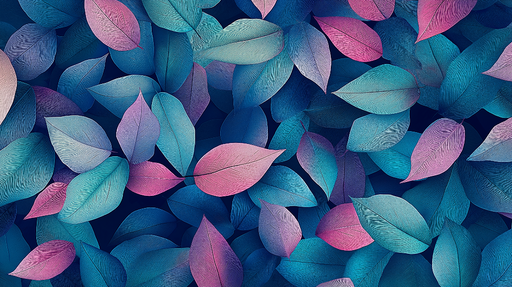 Papier peint feuillage pastel Feuilles colorées sur fond sombre