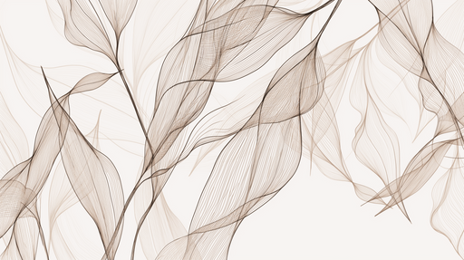 Papier peint feuillage  Style abstrait noisette