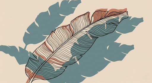 Papier peint feuillage stylisé Feuilles aux tons doux et contours raffinés