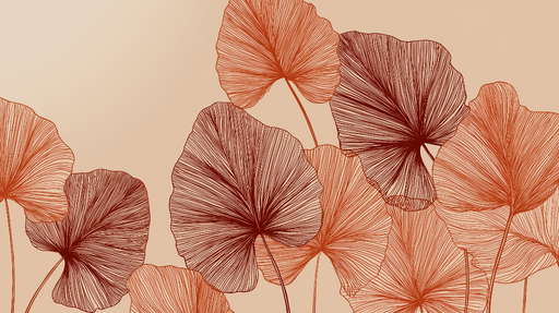 Papier peint feuillage stylisé Feuilles délicates dans des teintes terreuses