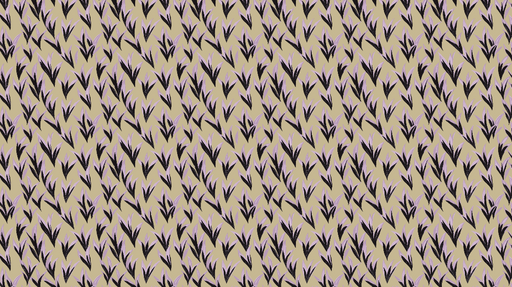 Papier peint feuillage stylisé Motif de feuilles noirs et lilas sur fond beige