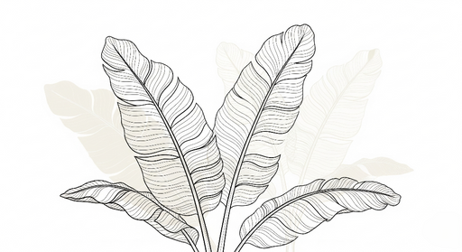 Papier peint feuillage stylisé Motif sophistiqué de feuilles à contours fins