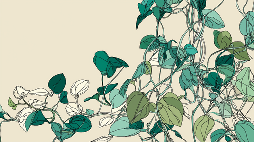 Papier peint feuillage stylisé Vignes en ligne élégante sur fond beige