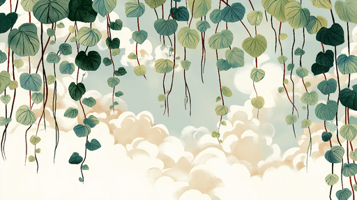 Papier peint feuillage suspendu Vigne luxuriante entre ciel et nuages