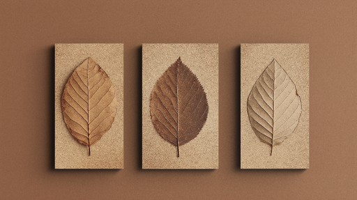 Papier peint feuillage Trois feuilles délicates sur fond beige