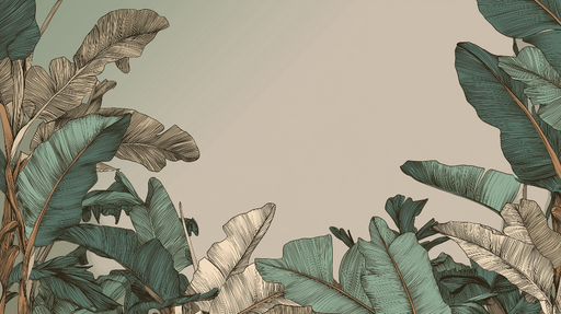 Papier peint feuillage tropical Feuilles de bananier avec des nuances apaisantes
