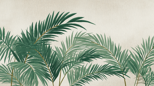 Papier peint feuillage tropical Feuilles de palmier verdoyantes sur un fond doux