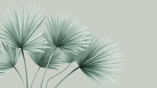 Papier peint feuillage tropical Feuilles de palmier vert pâle sur fond neutre