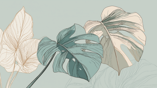 Papier peint feuillage tropical Feuilles exotiques aux nuances apaisantes