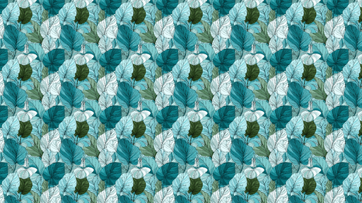 Papier peint feuillage tropical Feuilles luxuriantes aux nuances de vert et bleu