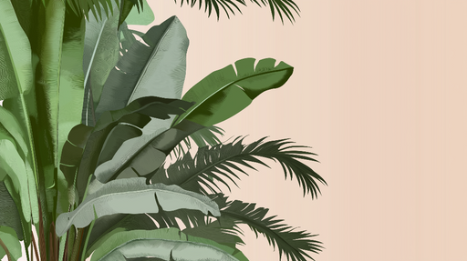 Papier peint feuillage tropical Feuilles luxuriantes sur fond pastel