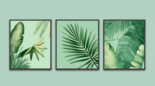 Papier peint feuillage tropical Feuilles luxuriantes sur fond vert apaisant