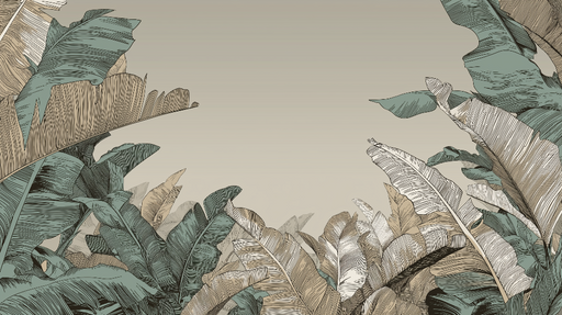 Papier peint feuillage tropical Feuilles stylisées aux teintes douces