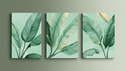 Papier peint feuillage tropical Feuilles vertes élégantes avec des touches dorées